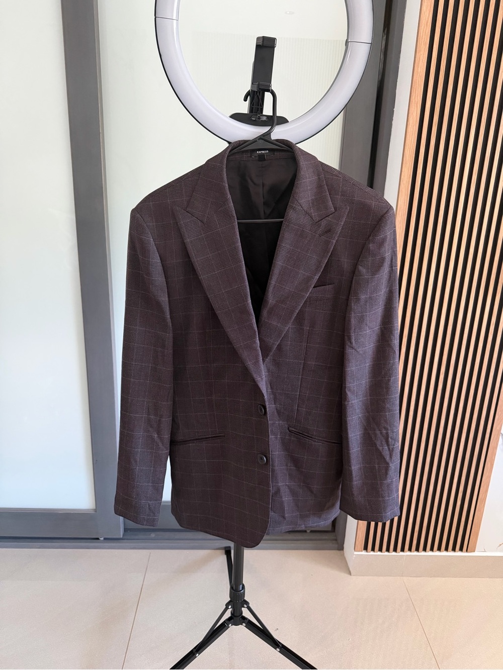 Express Men’s 38S Plaid Two Button Blazer Suit Jacket